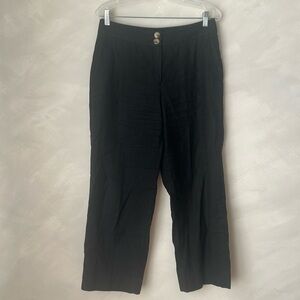 Massimo Dutti wide leg high rise linen Trousers black size 8